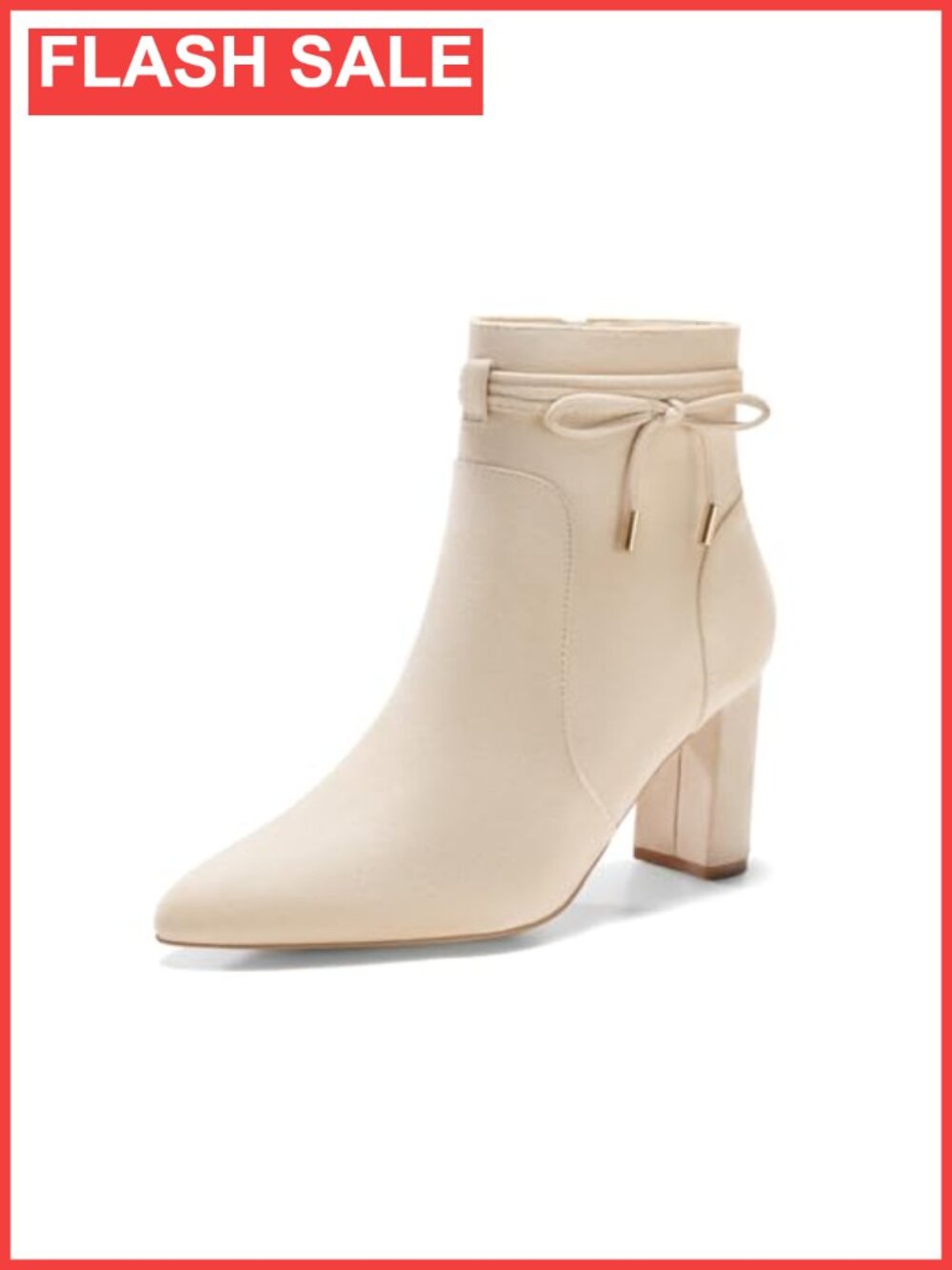 Faux Suede Pointed Toe Ankle Boots Chunky Block Heel Side Zip Dressy Booties
